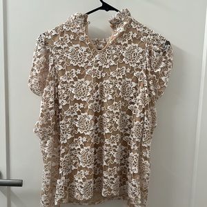 Floral lace tan ACOS&A shirt/blouse! Size XS. NWOT.